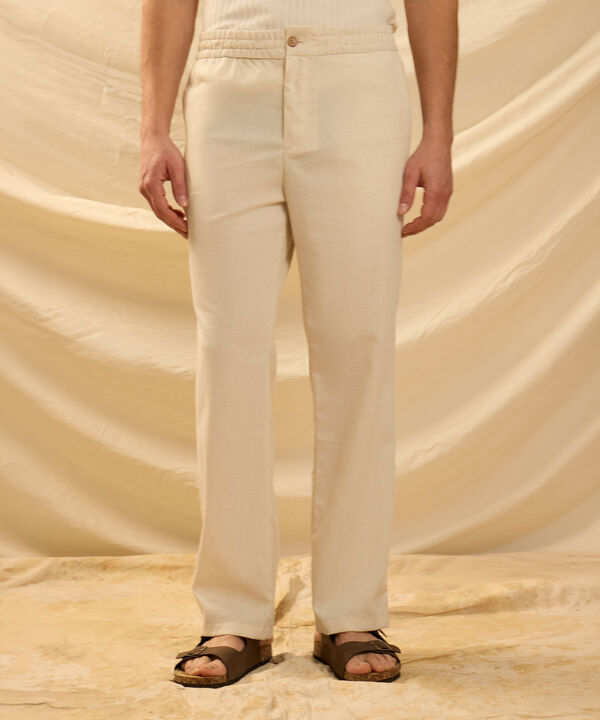 Pantal&oacute;n de Textura Suave Pierna Ancha Para Hombre image number null