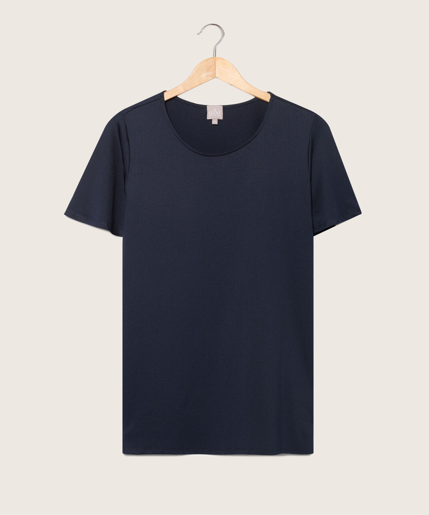 Camiseta Unicolor Manga Corta Cuello Redondo, Línea