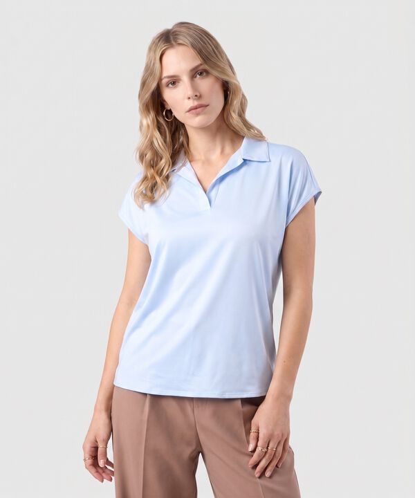 Blusa Unicolor Manga Corta Para Mujer image number null