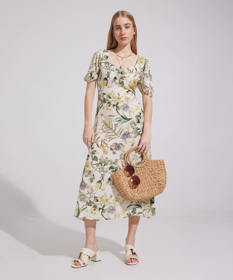 Vestido Estampado Cuello Corazón
