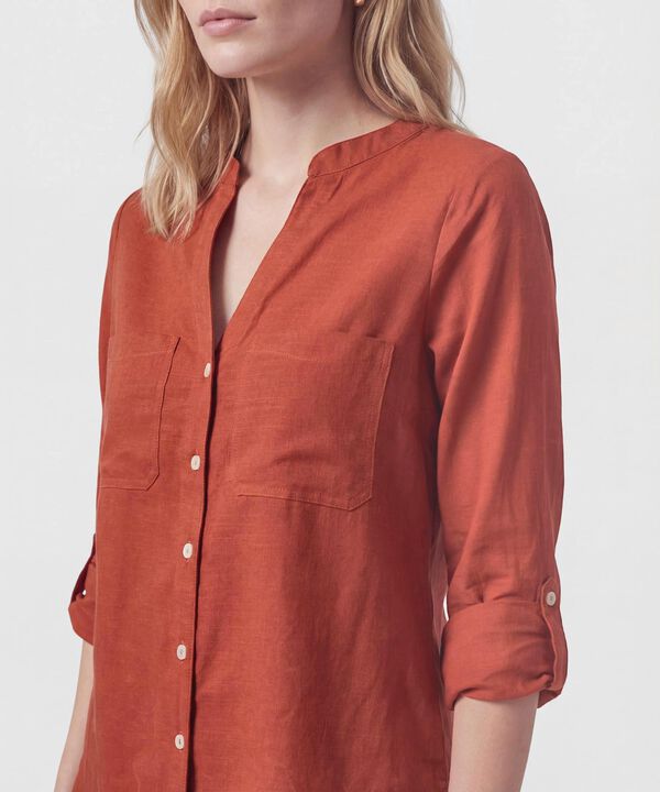 Blusa Unicolor De Manga Graduable Para Mujer