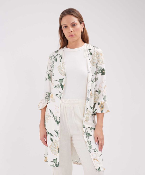 Saco Tipo Kimono Estampado Con Arandela En Mangas  image number null