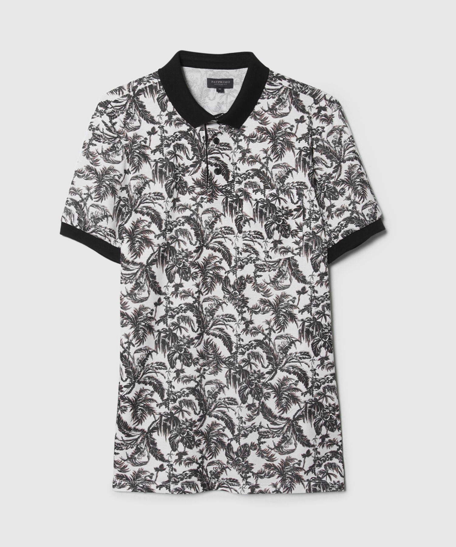 Polo Estampado, Cuello Y Puños Tejidos