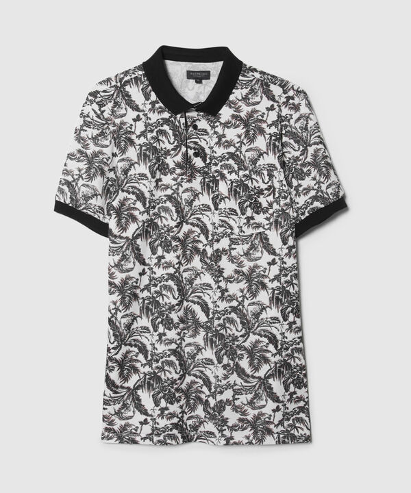 Polo Estampado, Cuello Y Puños Tejidos