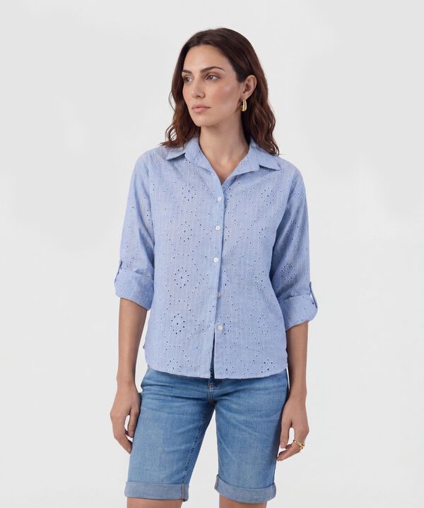Camisa En Broderie Con Charretera Para Mujer image number null
