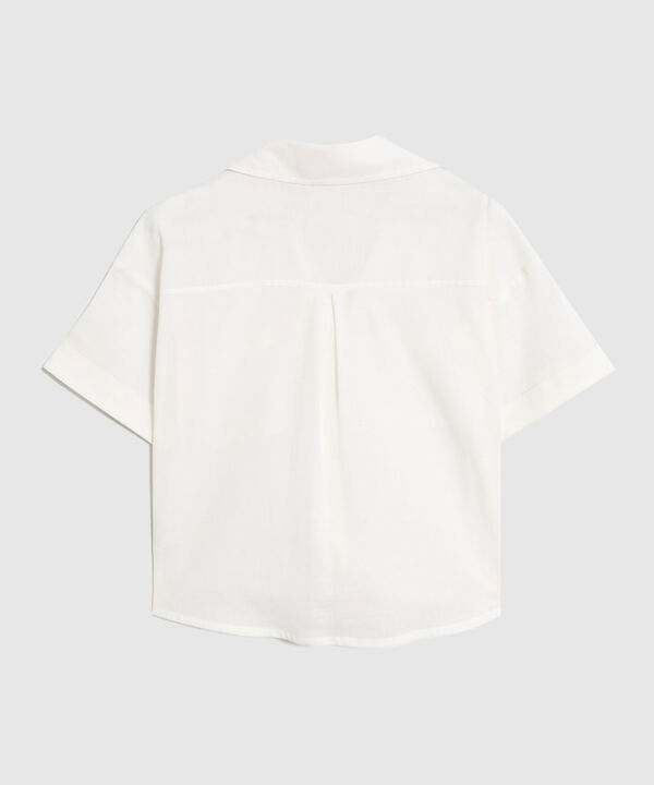 Camisa Resort Unicolor Con Bolsillos Mujer