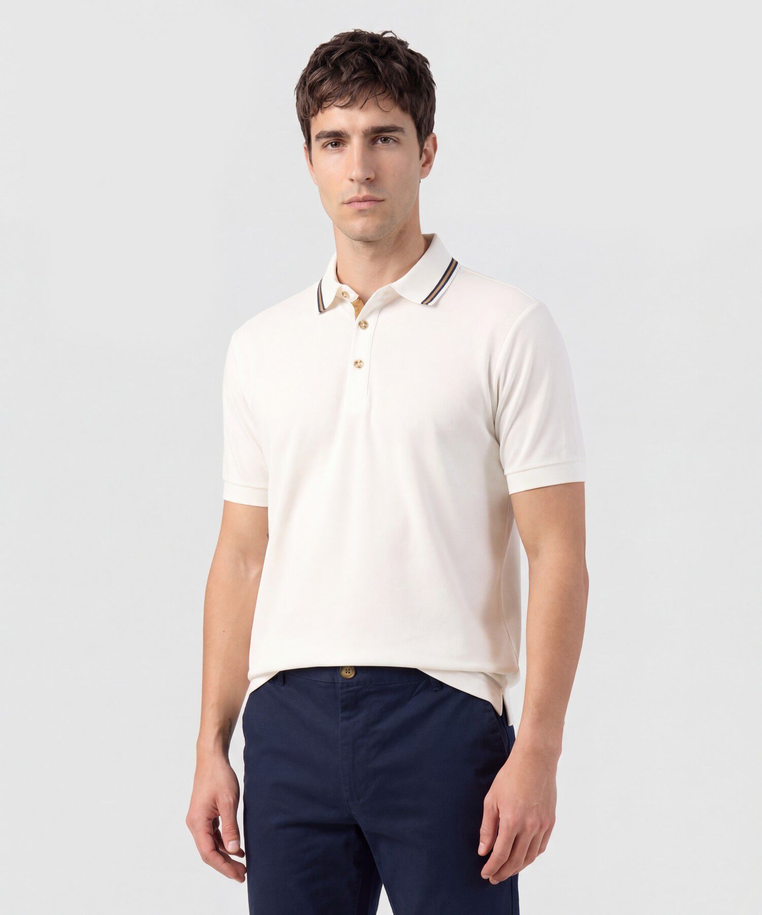 Polo Con Pechera En Contraste Para Hombre