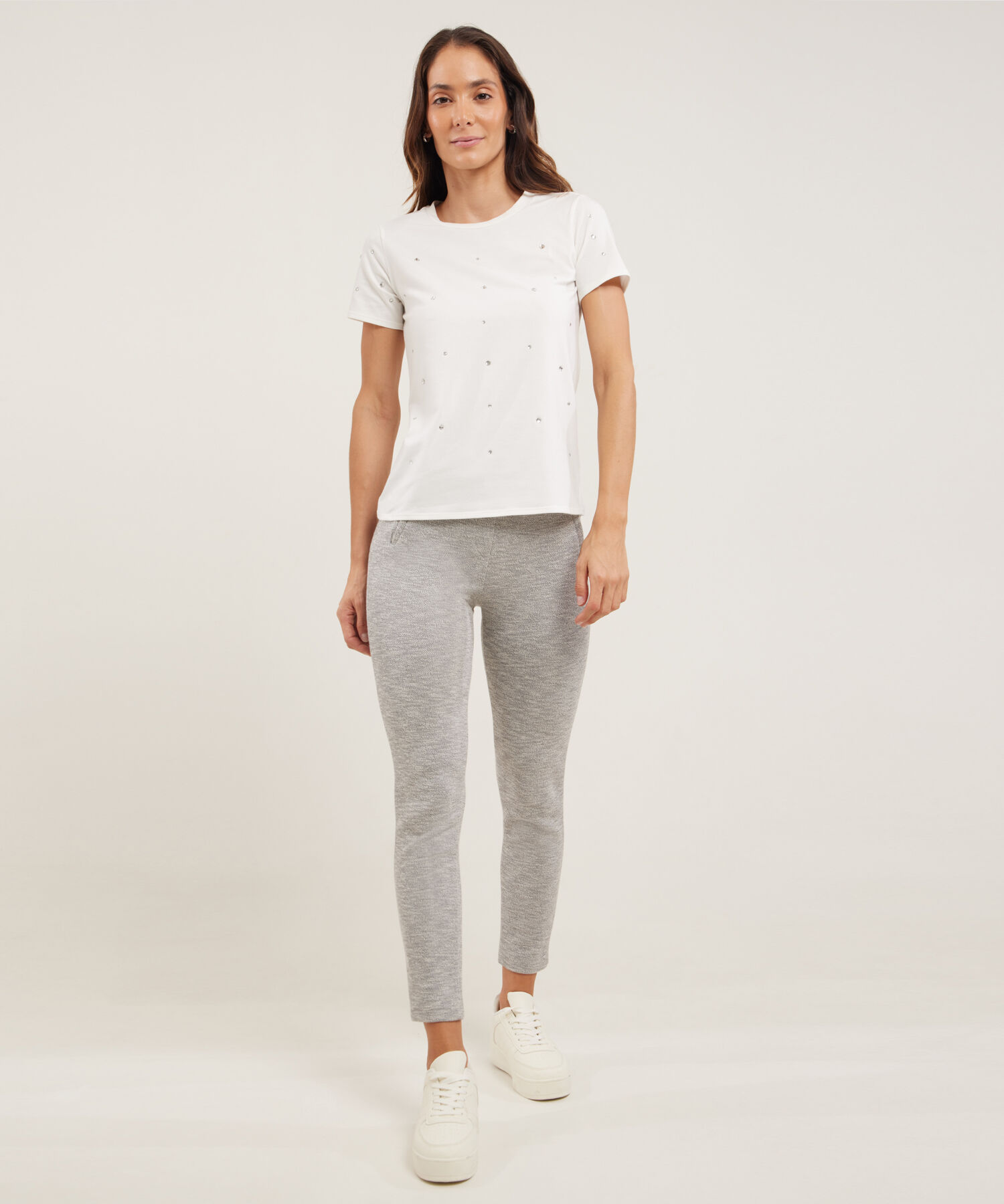 Camiseta Unicolor Con Brillantes
