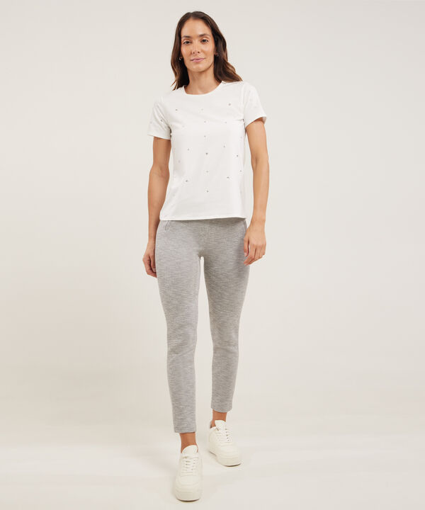 Camiseta Unicolor Con Brillantes image number null