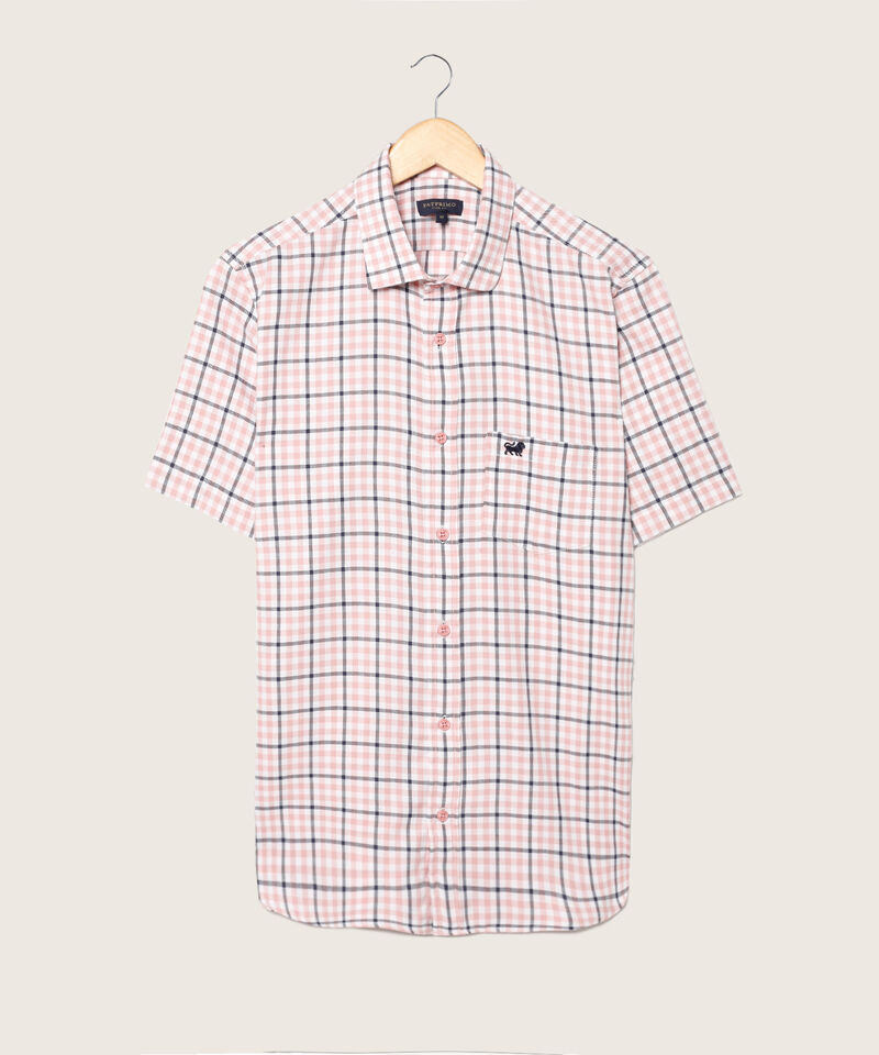 Camisa Preteñida Manga Corta Con Bolsillo Y Silueta Slim Fit