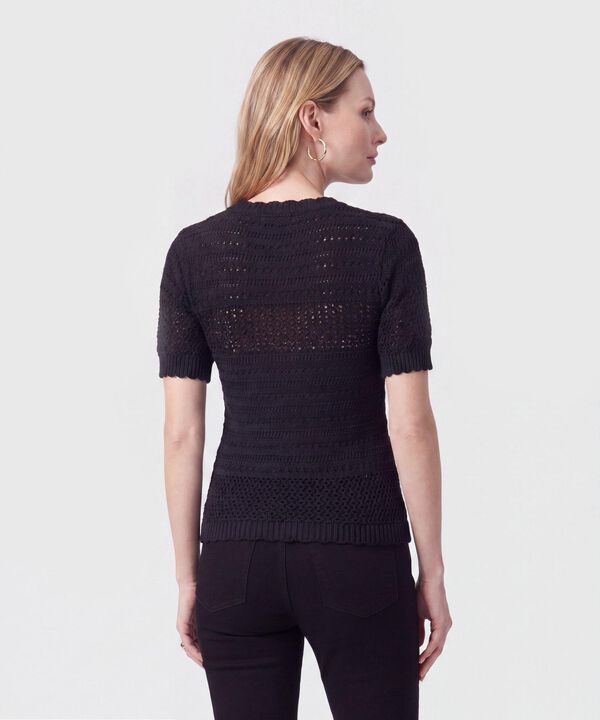 Camiseta De Punto Calado Para Mujer