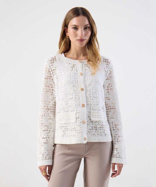 Chaqueta Casual Tejido Calado Elegante Mujer image number null