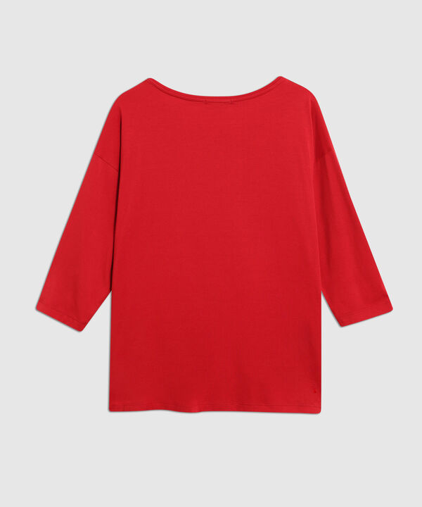 Camiseta Texturizada Manga &frac34; Para Mujer Curvy