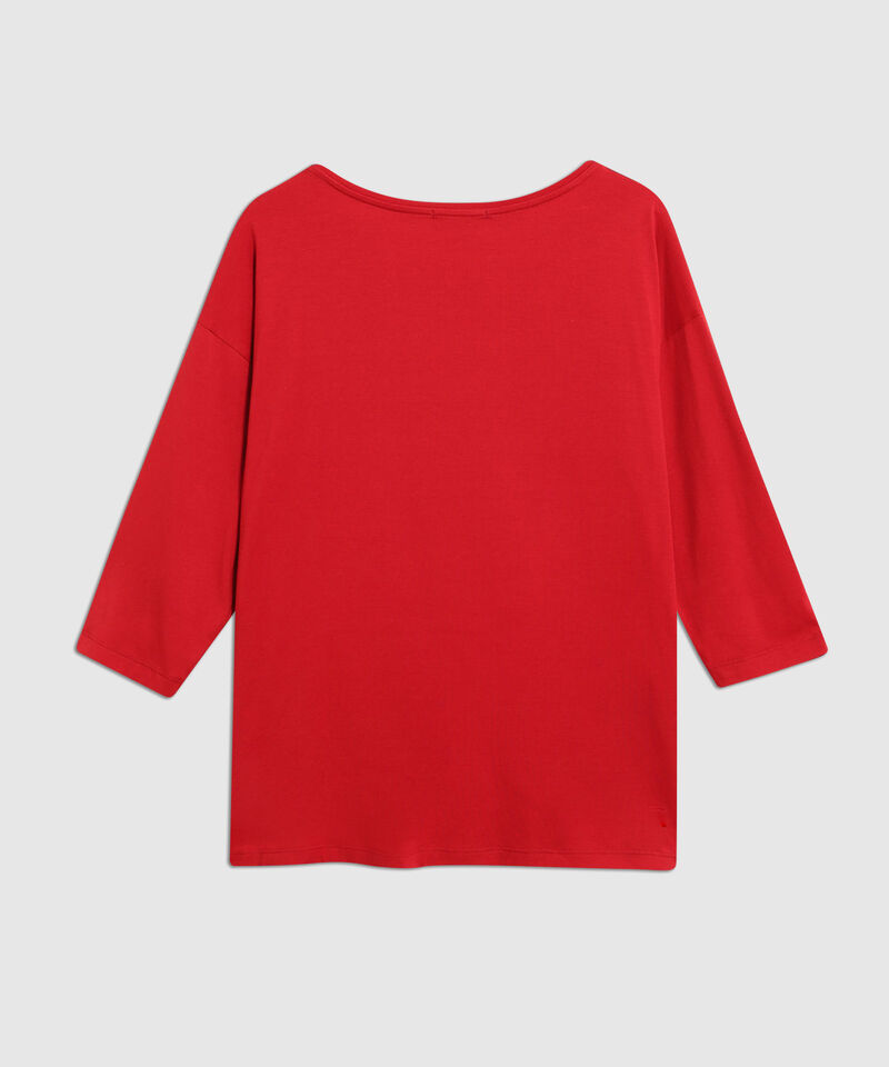 Camiseta Texturizada Manga &frac34; Para Mujer Curvy