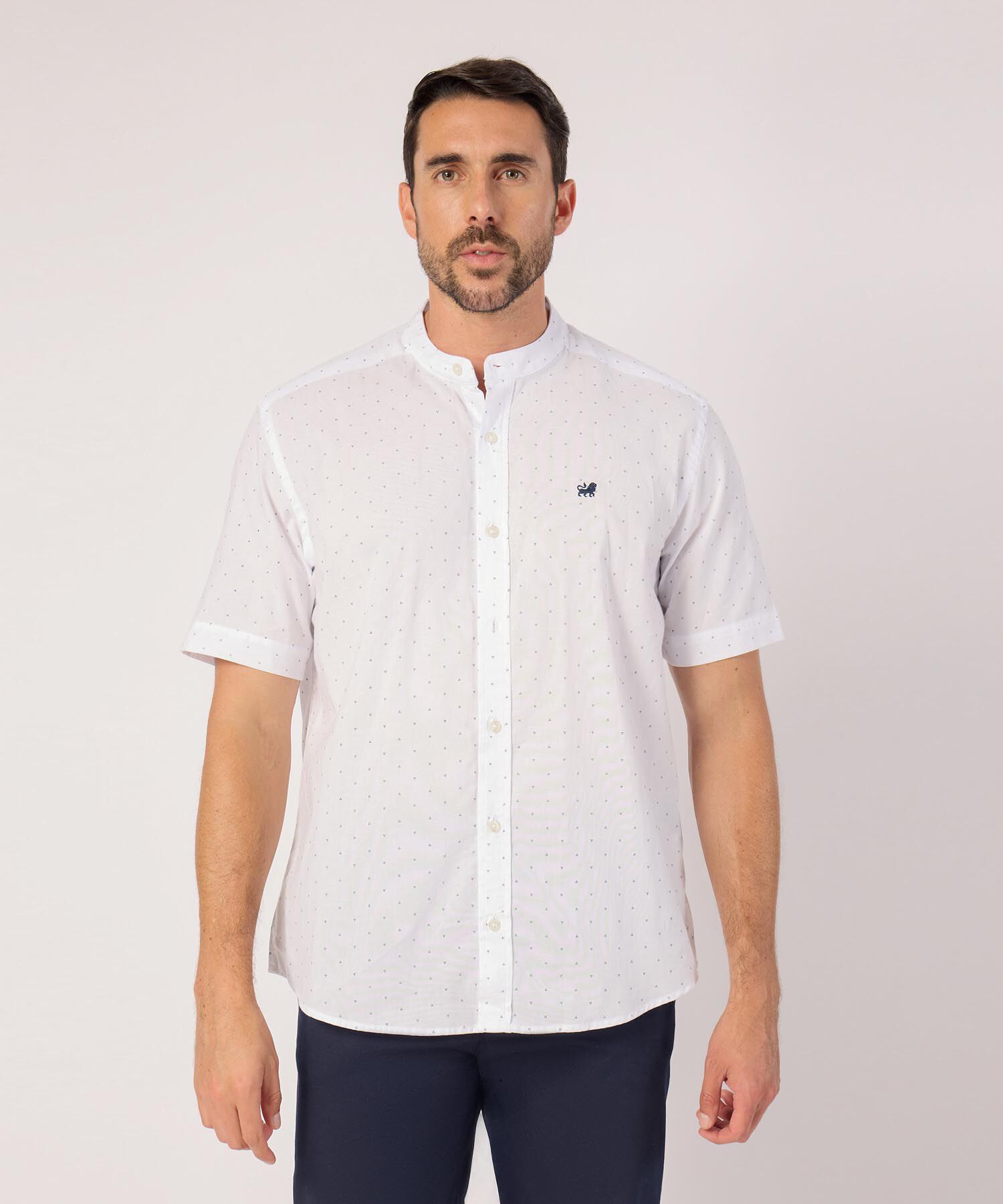 Camisa Cuello Mao Con Microdiseño 