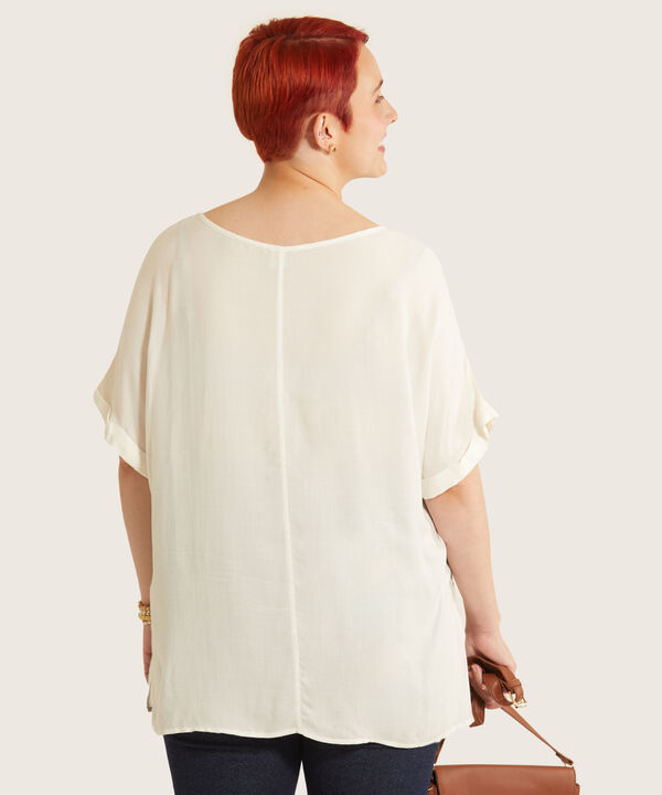 Blusa Unicolor Manga Corta Corrida Con Guardapolvo