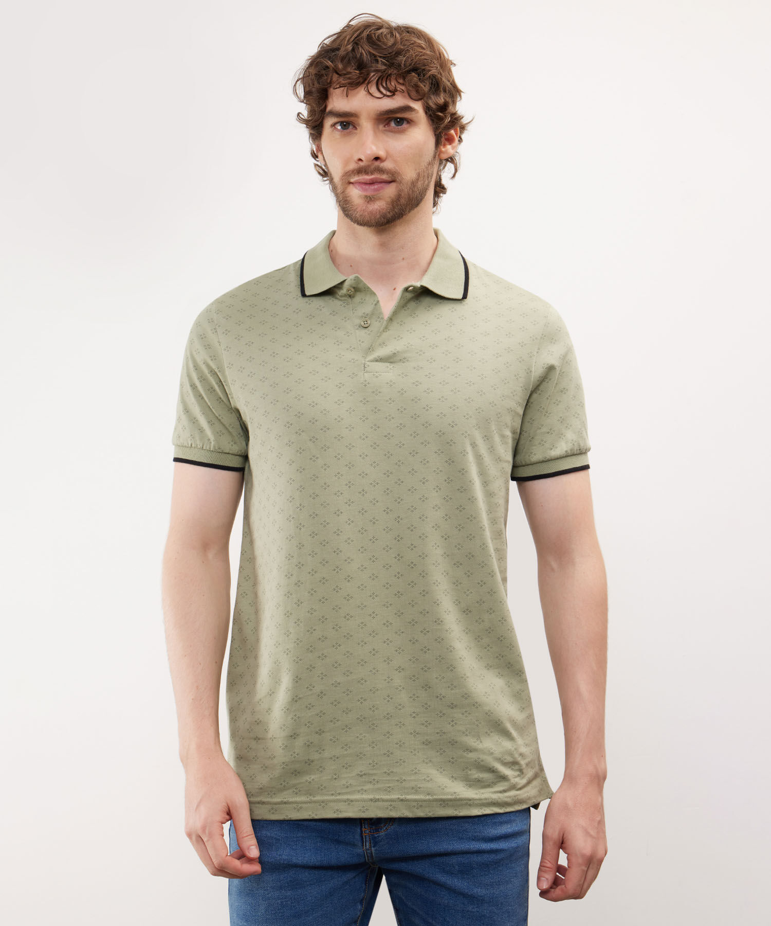 Polo Estampada, Cuello Tejido