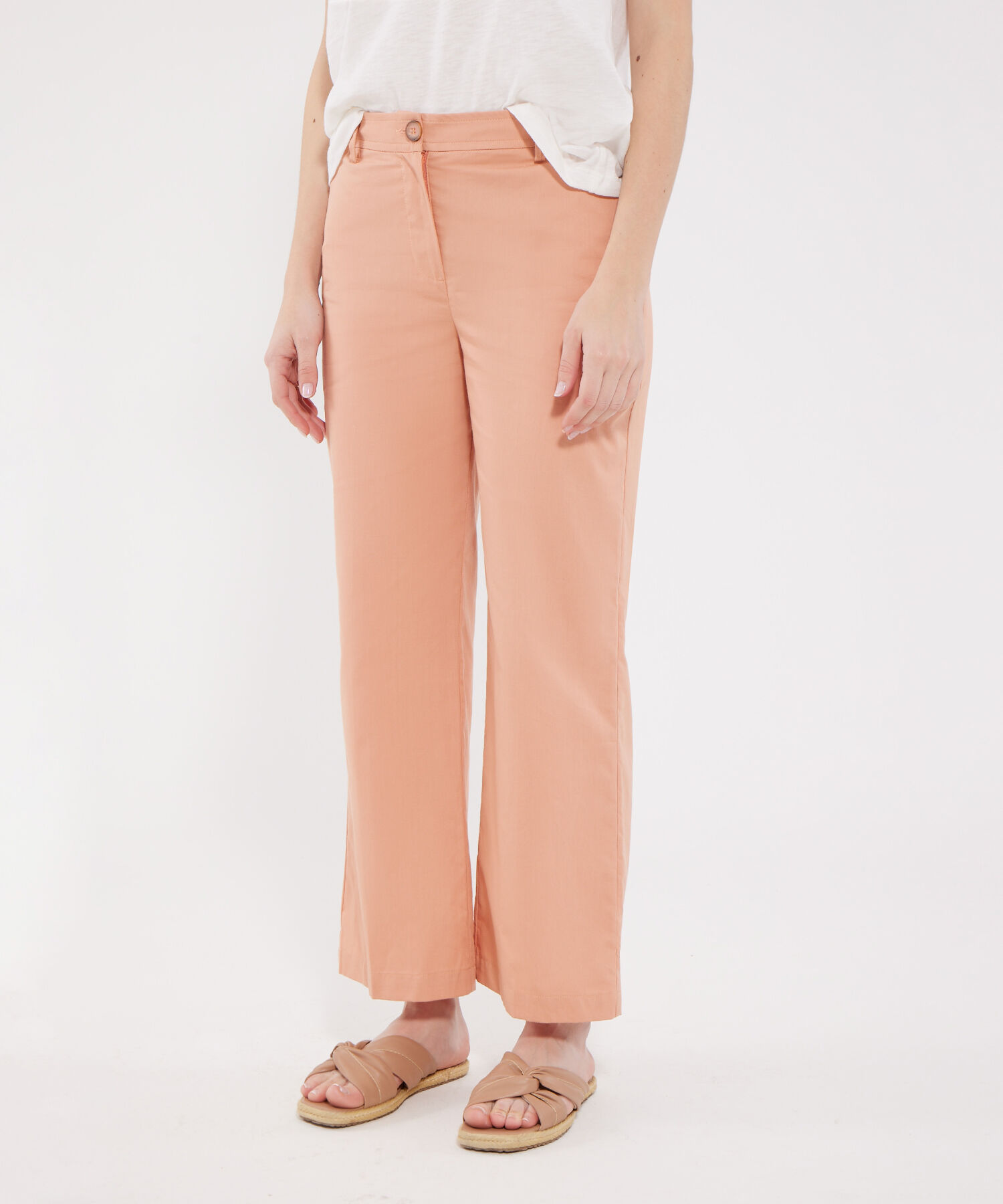 Pantal&oacute;n Moda Unicolor Con Bolsillos Diagonales