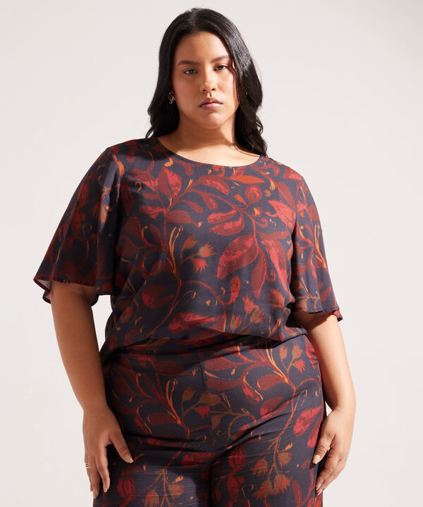 Blusa con Estampado de Hojas image number null