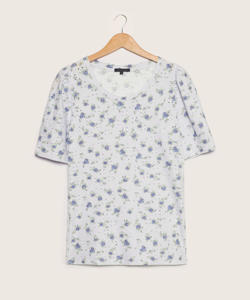 Camiseta Estampada Textura, Cuello Redondo, Manga 3/4 Bombacha