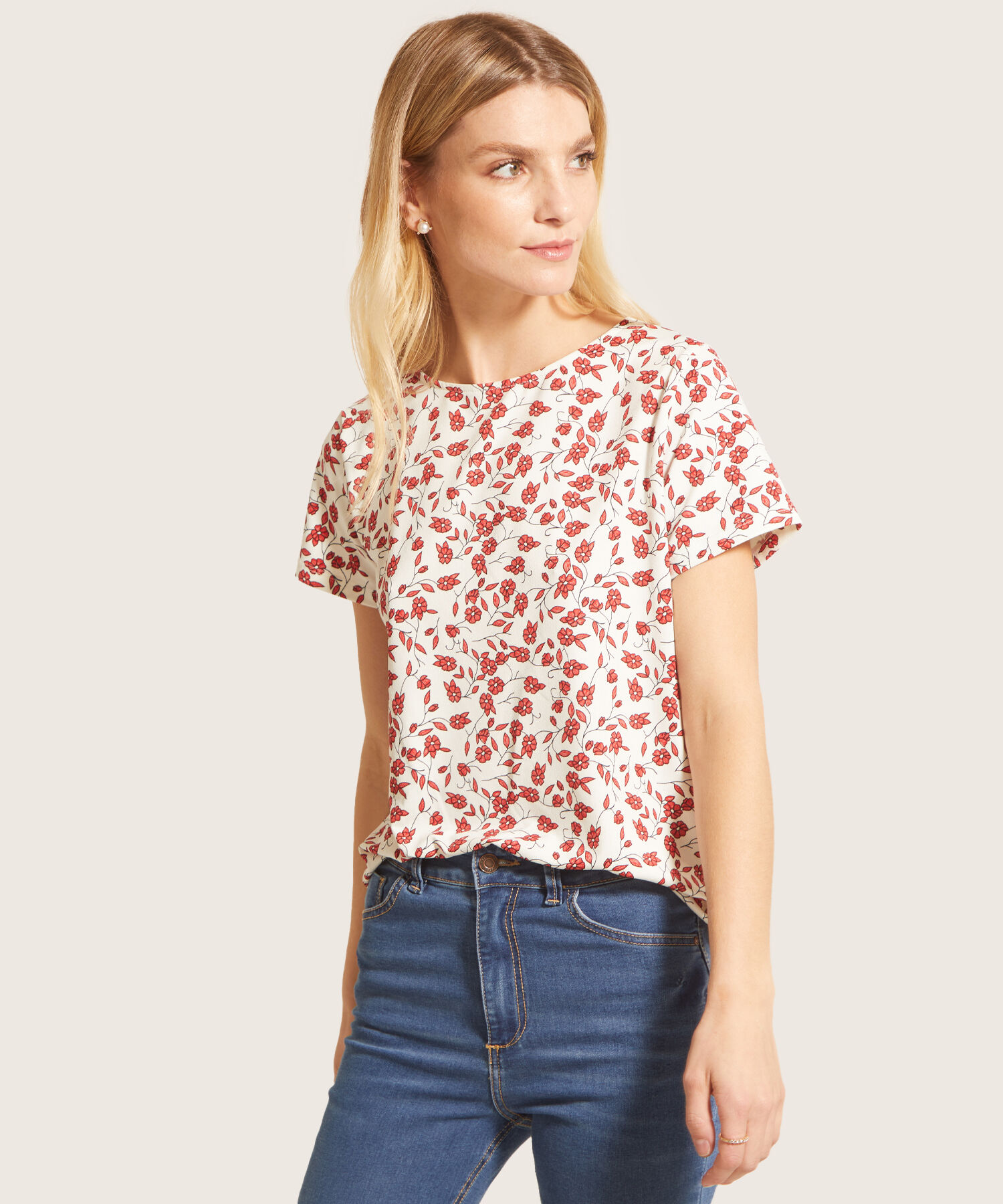 Camiseta Manga Corta Cuello Redondo Estampada
