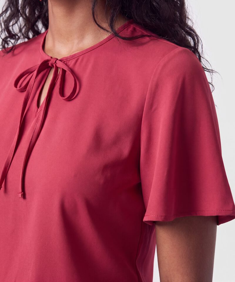 Blusa Manga Corta Con Lazos Mujer
