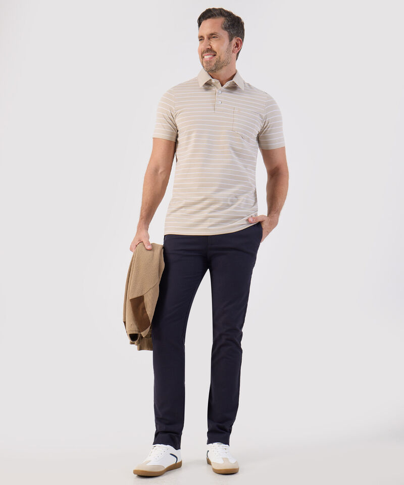 Polo De Rayas Con Bolsillo Para Hombre