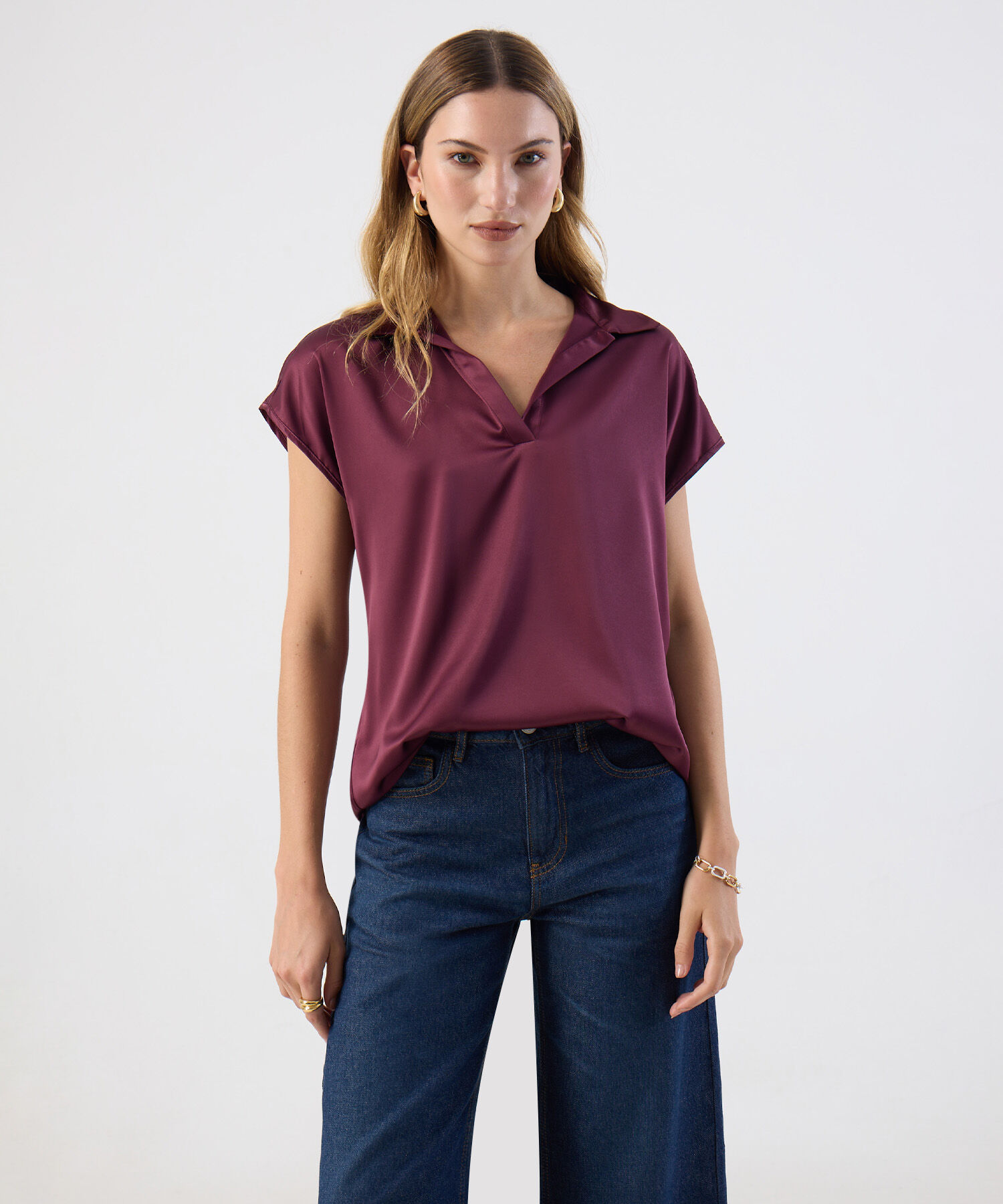 Blusa Casual De Manga Corta Para Mujer