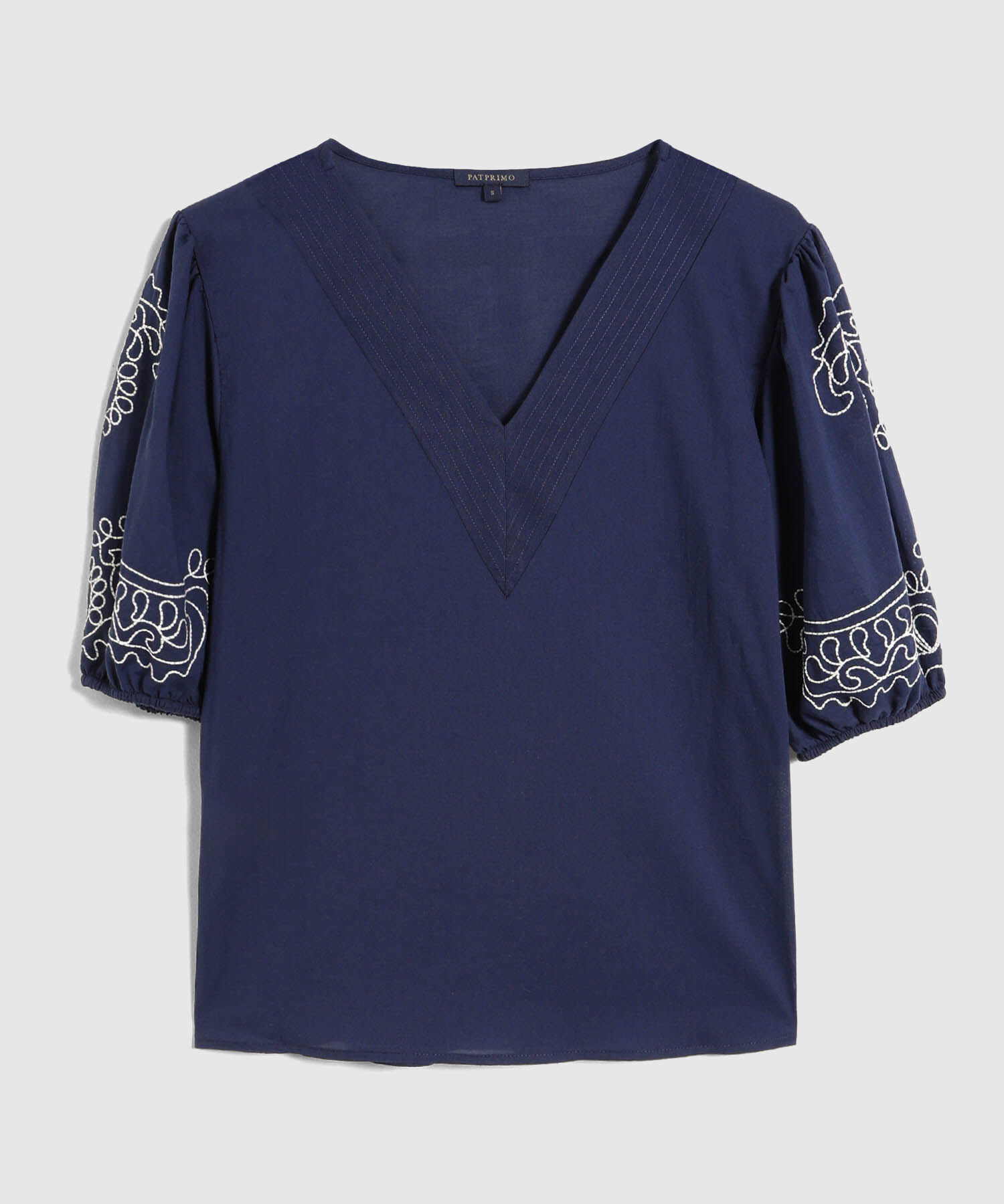 Blusa Manga Bombacha Con Bordado