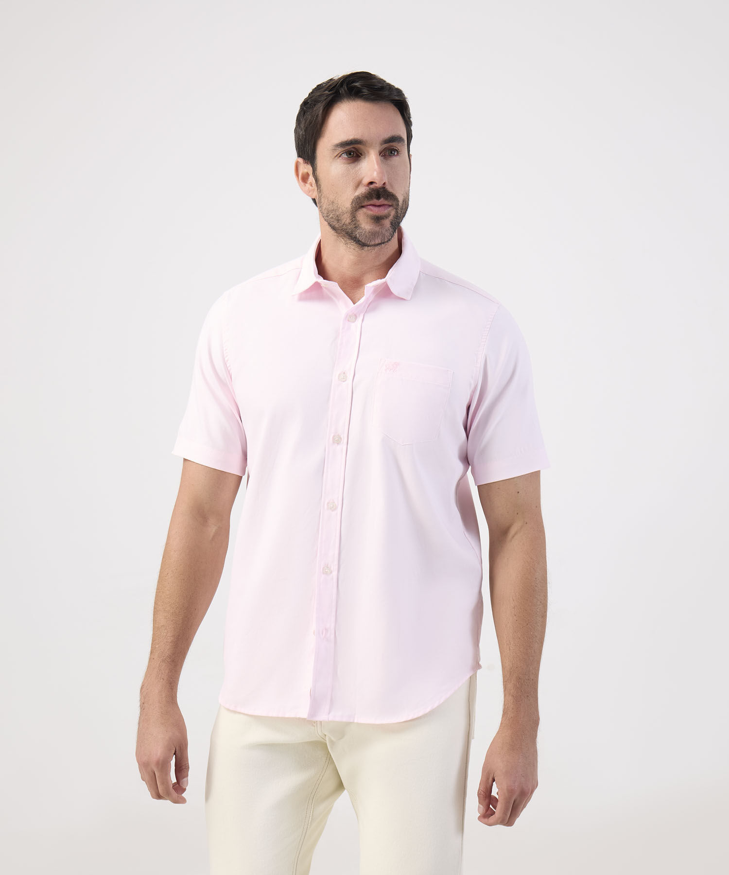 Camisa Unicolor Con Bolsillo 