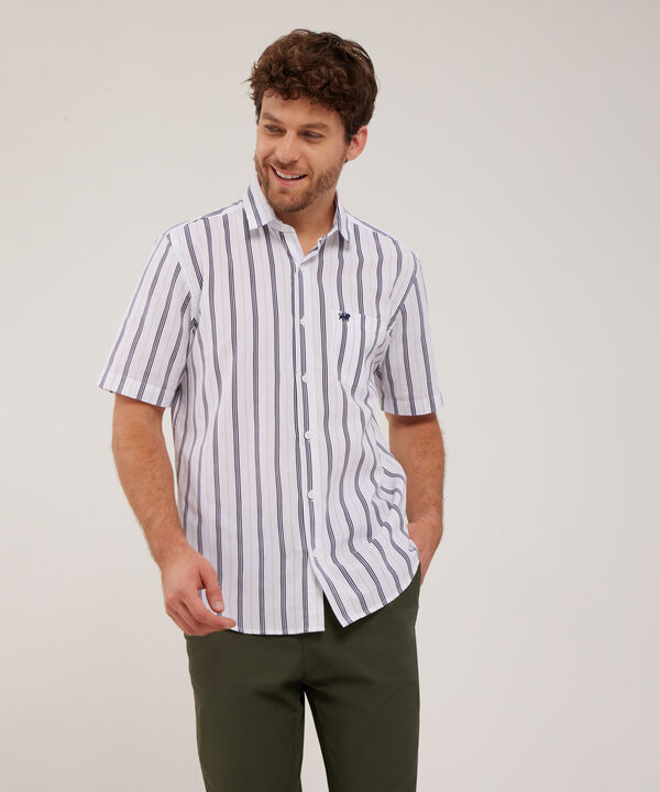 Camisa Manga Corta Estampada Con Bolsillo Blanco image number null