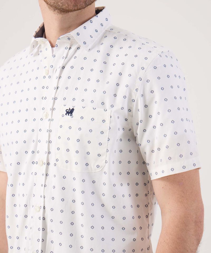 Camisa Manga Corta En Miniprints Con Bolsillo