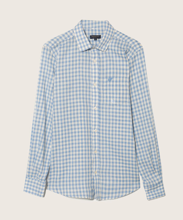 Camisa Preteñida Manga Larga Con Bolsillo Y Silueta Regular Fit