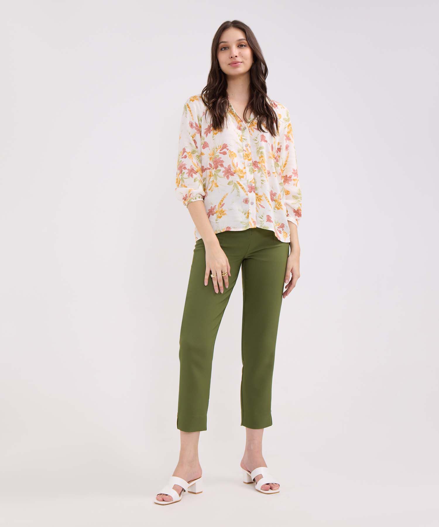 Blusa Manga Tres Cuartos Cuello Neru  Estampada