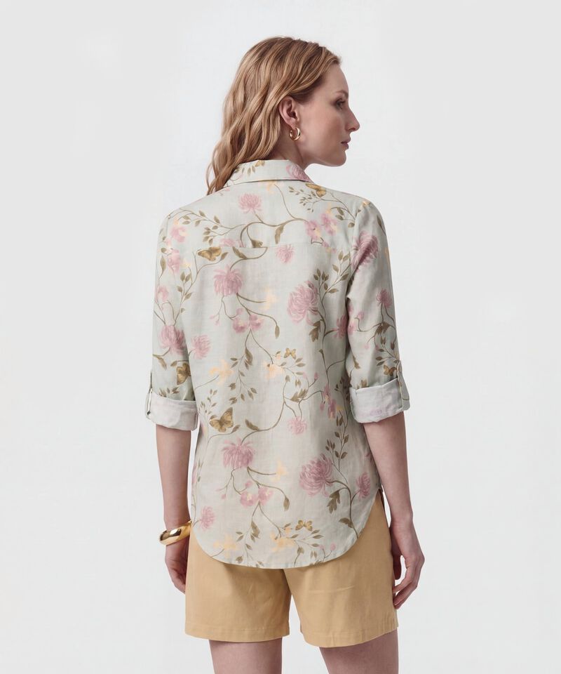 Camisa Estampada Con Charretera Para Mujer