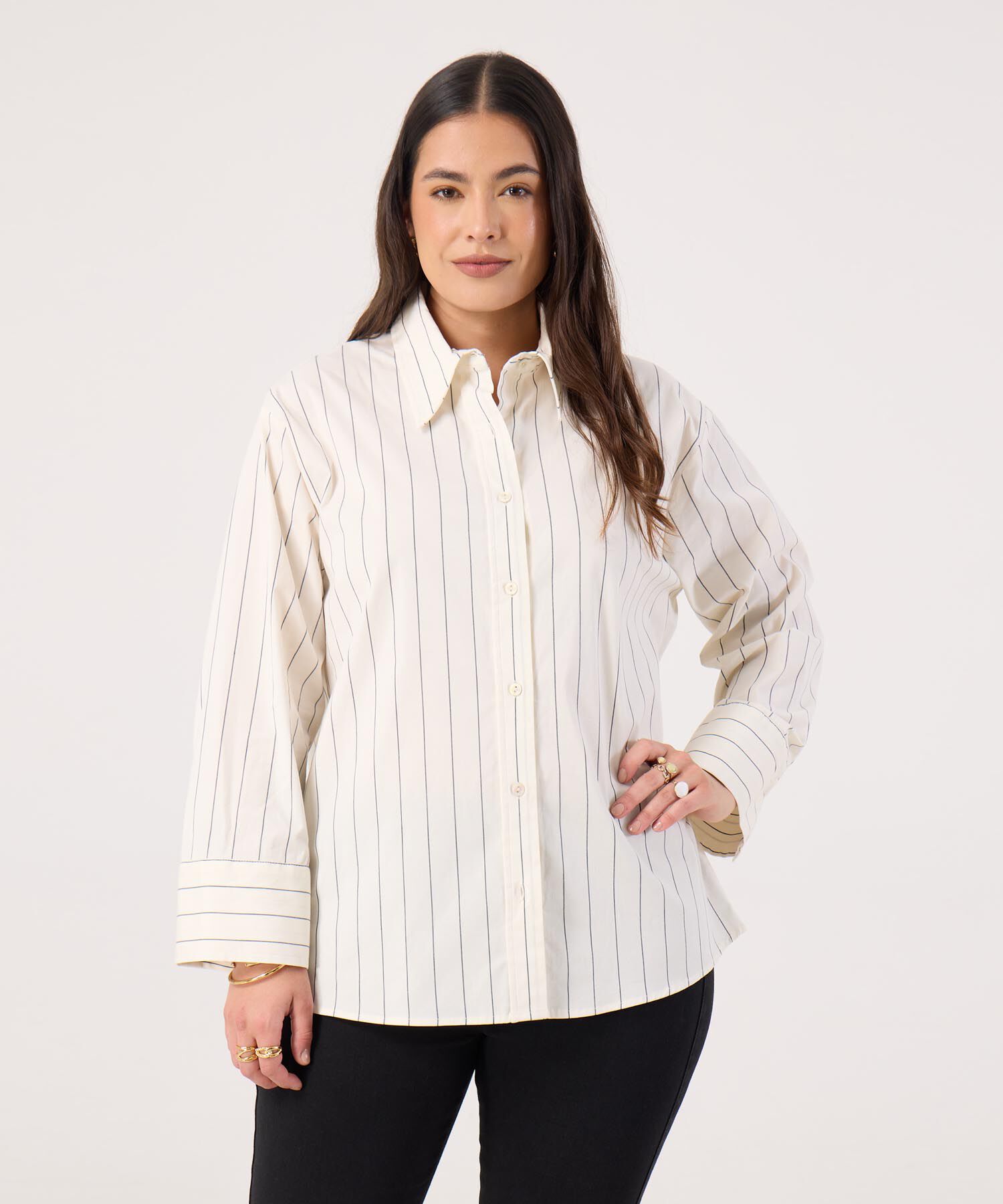 Camisa Para Mujer Curvy A Rayas 