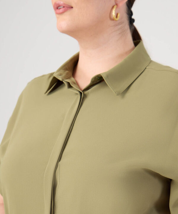 Camisa Manga Corta Holgada Para Mujer Curvy