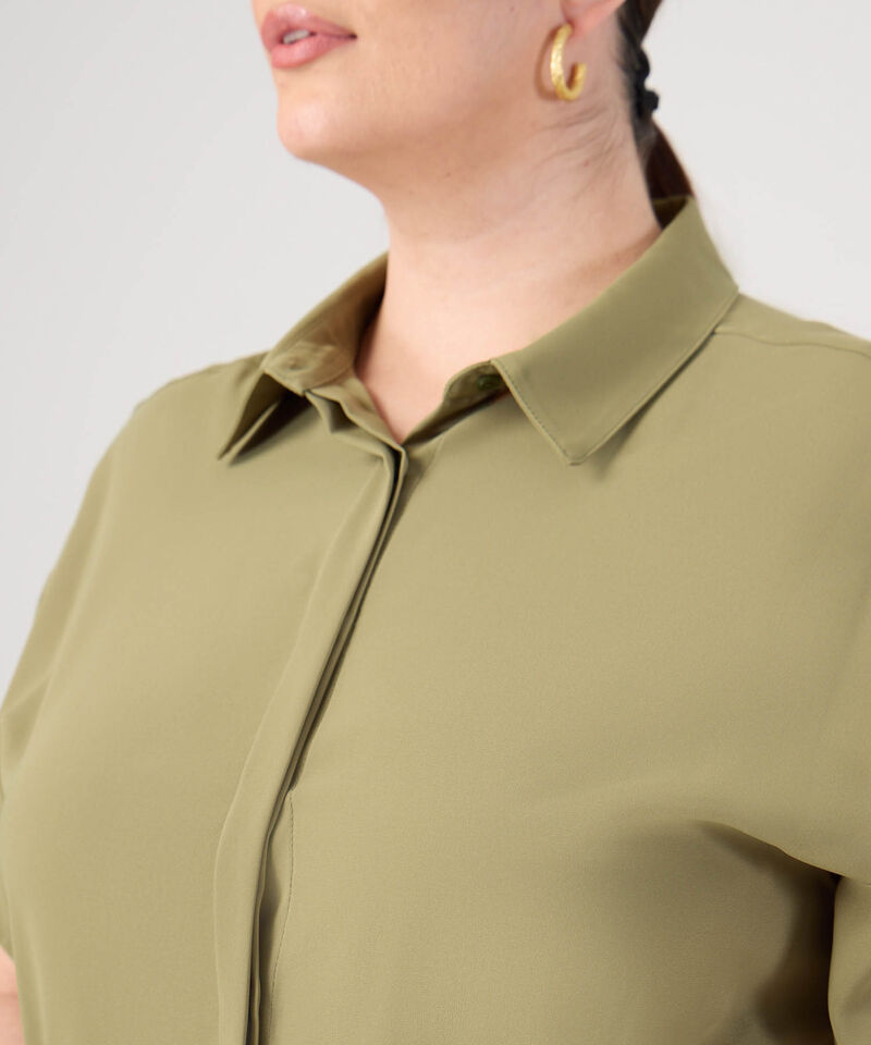 Camisa Manga Corta Holgada Para Mujer Curvy