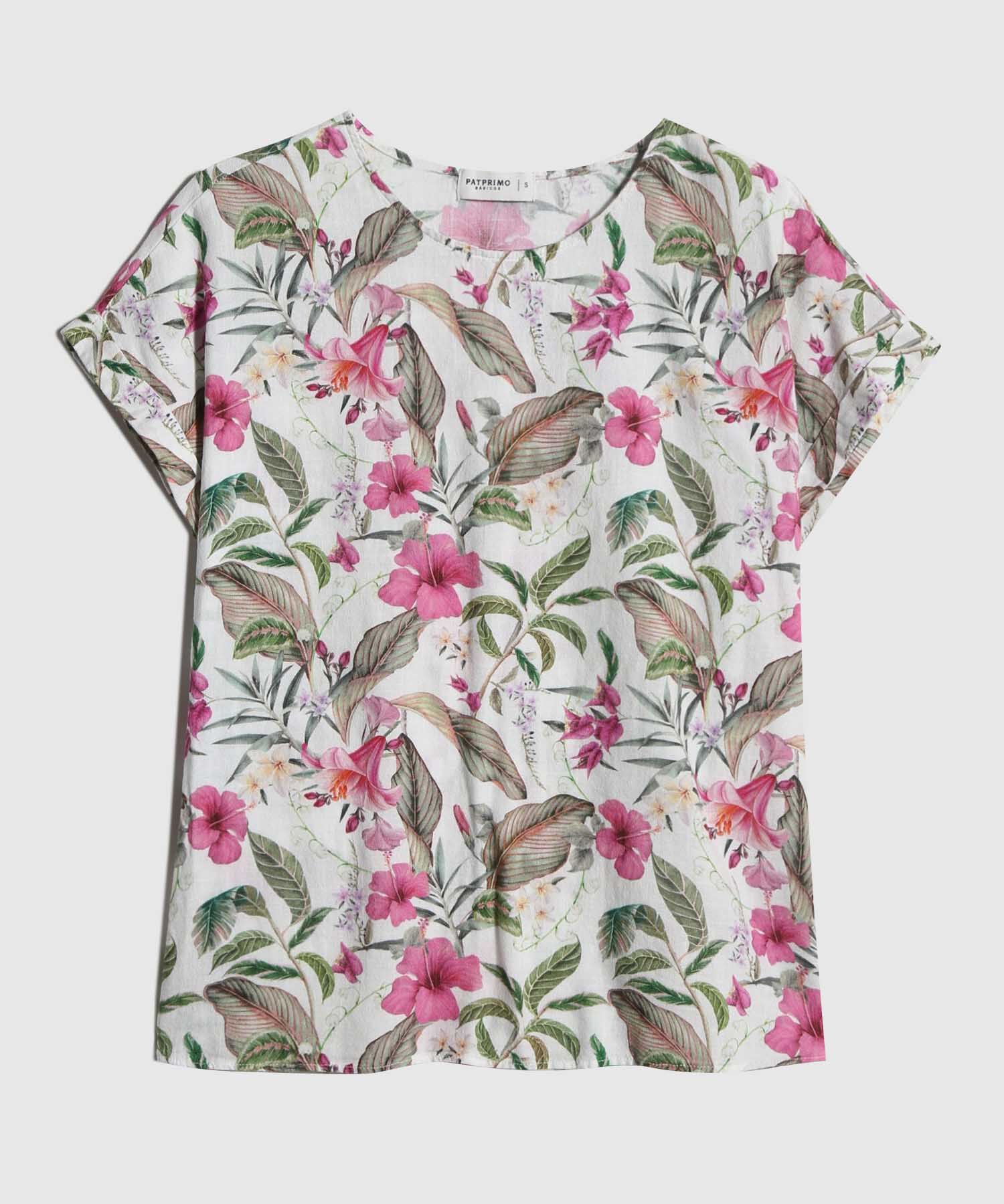 Blusa Estampada en Efecto Lino