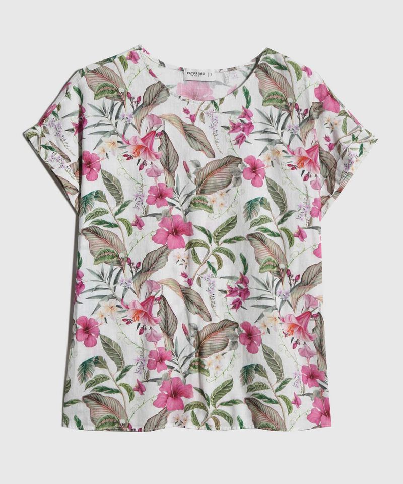 Blusa Estampada en Efecto Lino