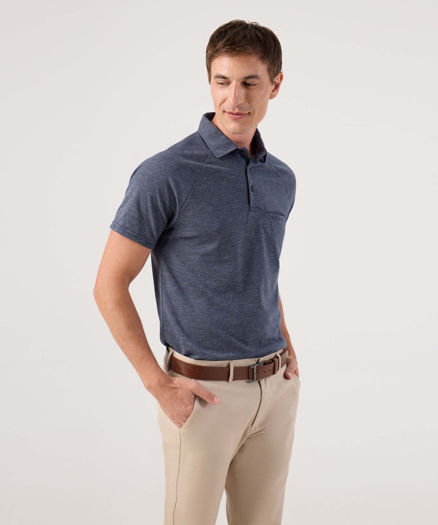 Polo Unicolor Con Bolsillo