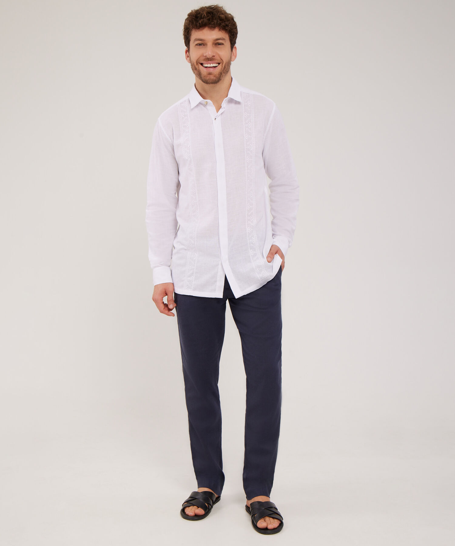 Camisa Guayabera Cuello Camisero Casual Max
