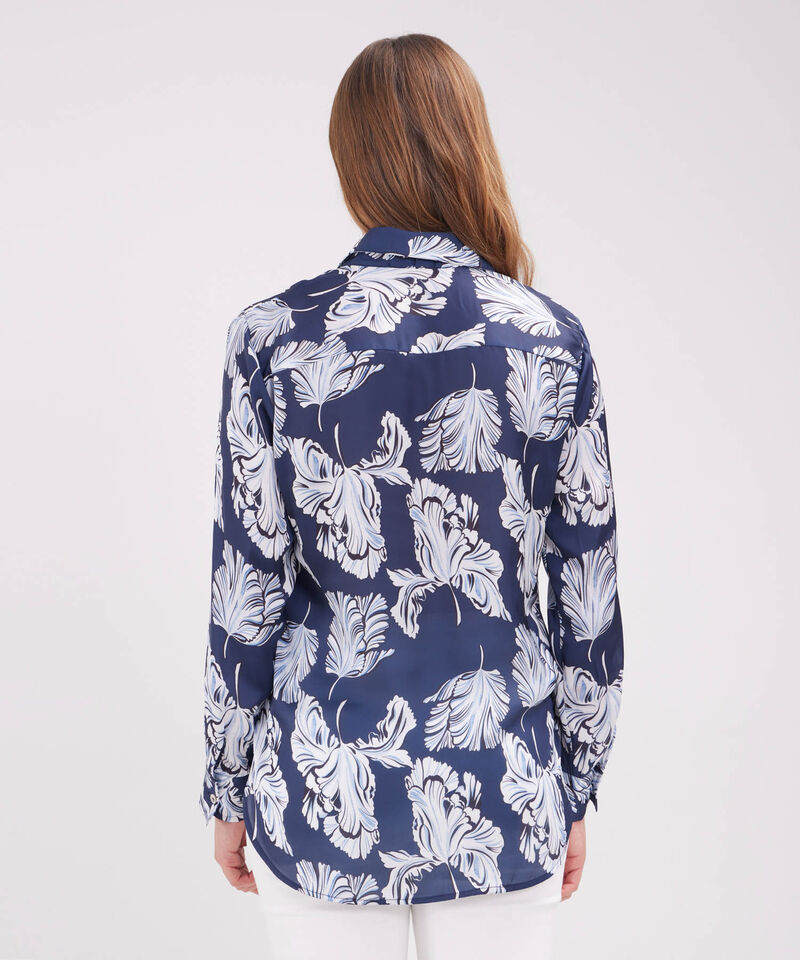 Camisa Estampada En Satin Manga Larga