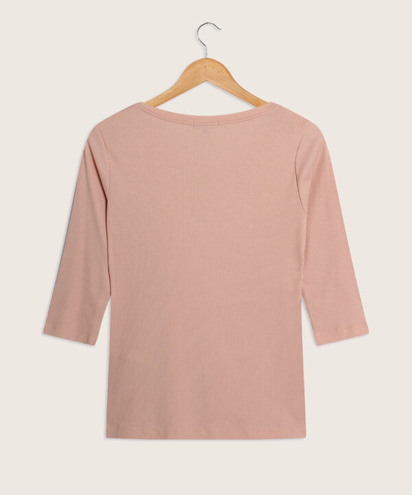 Camiseta Rib Con Botones Para Mujer