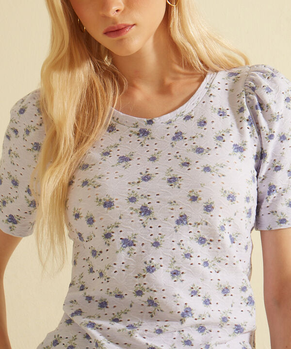 Camiseta Estampada Textura, Cuello Redondo, Manga 3/4 Bombacha image number null
