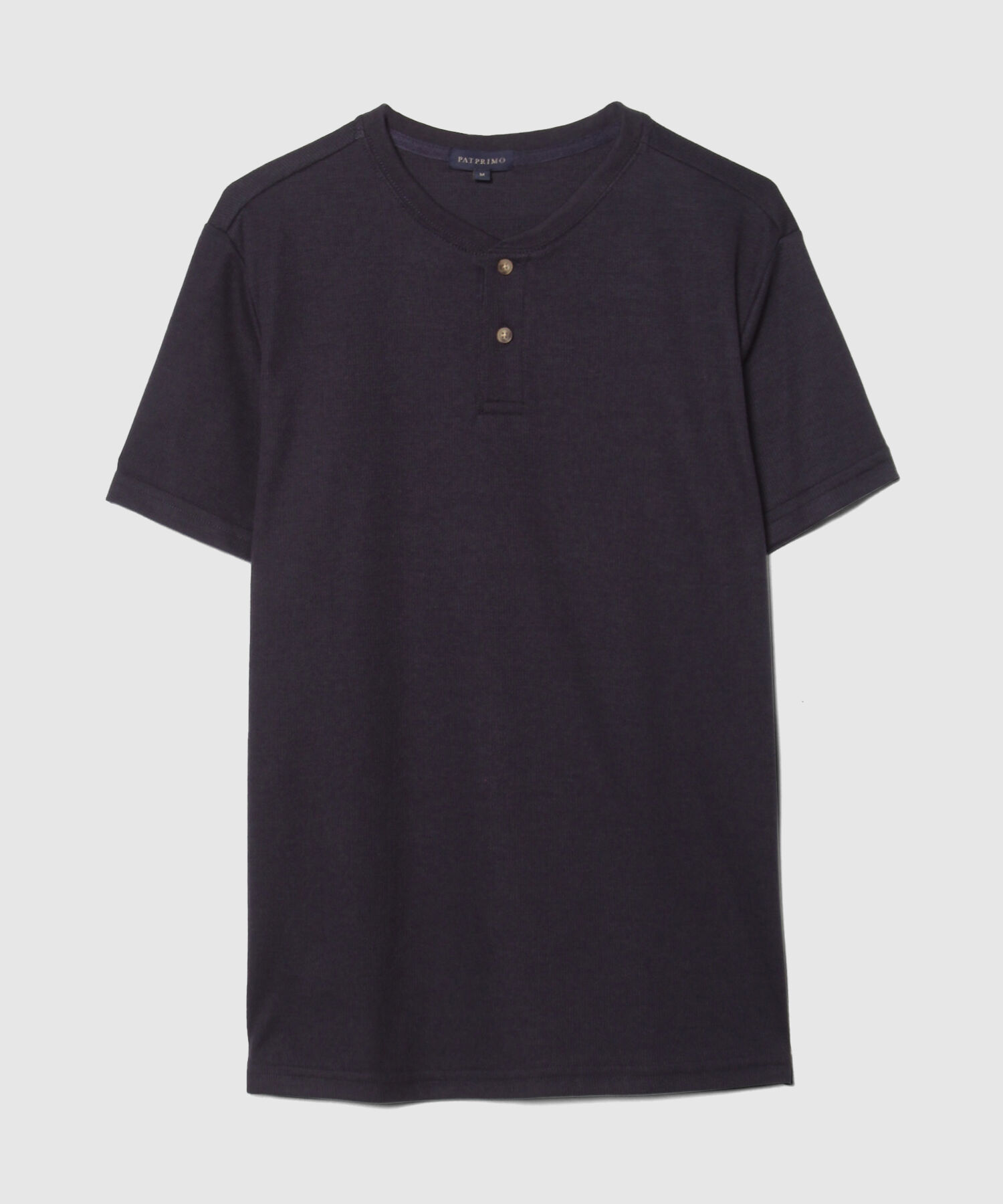 Camiseta Manga Corta Unicolor Cuello Henley