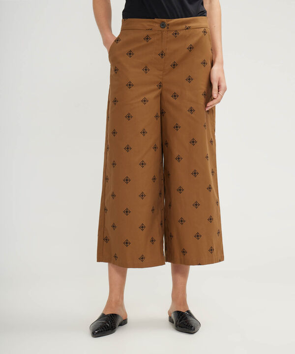Pantalón Culotte Estampado Con Bolsillos Laterales