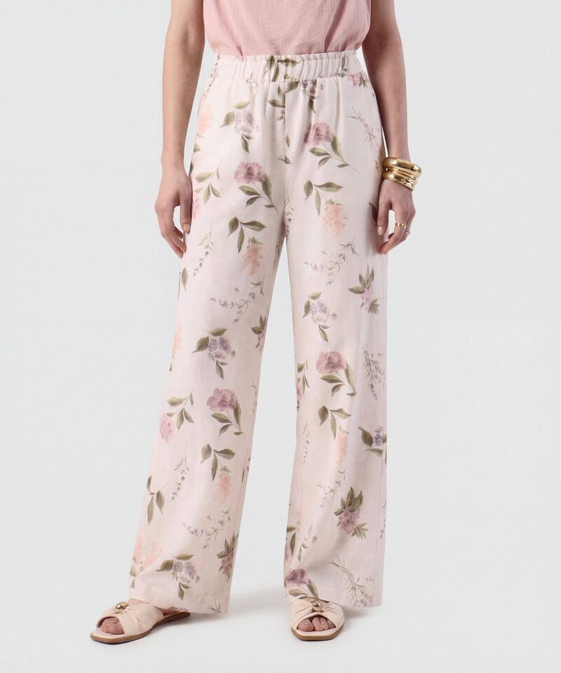 Pantal&oacute;n Wide Leg De Cintura El&aacute;stica Para Mujer