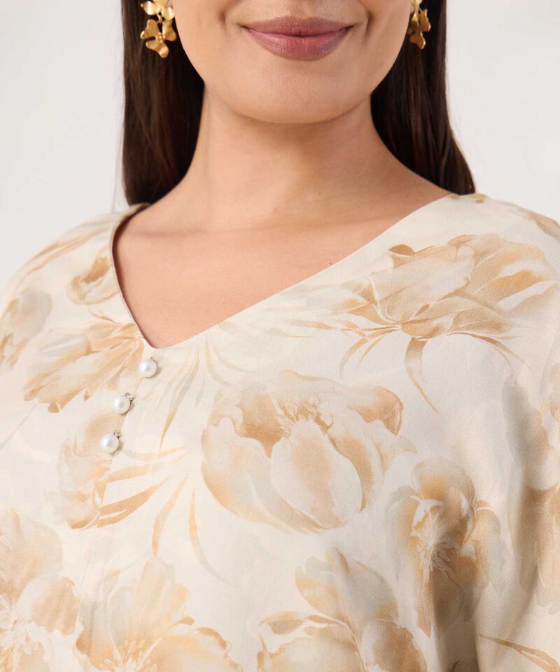 Blusa Estampada Con Abotonadura Falsa