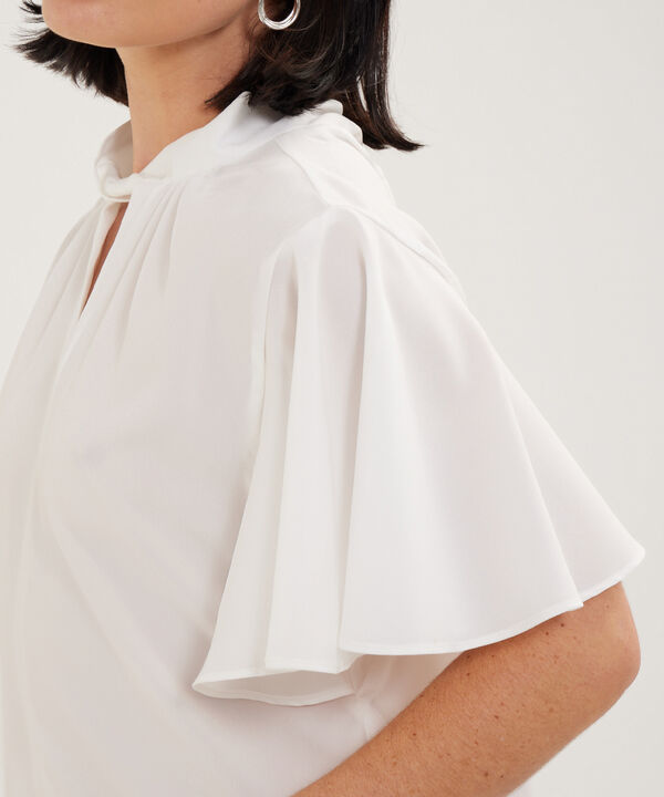 Blusa Unicolor, Manga Corta Tipo Campana image number null